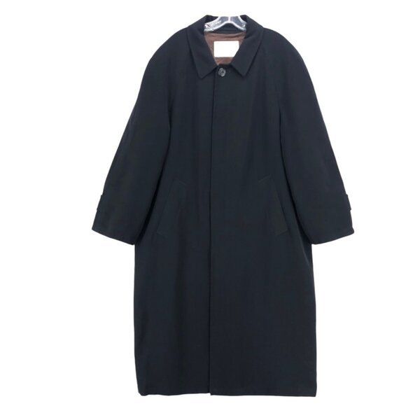 AQUASCUTUM Black Coat Overcoat Men's Polyester Size 40R
